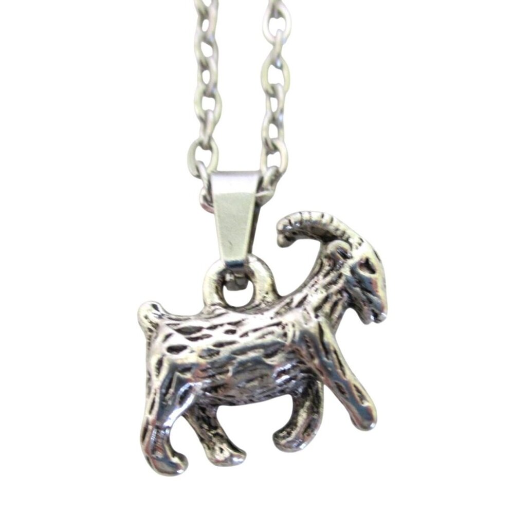New Goat Charm Necklace With 18" Stainless Chain - Animal Unisex Jewelry Gift